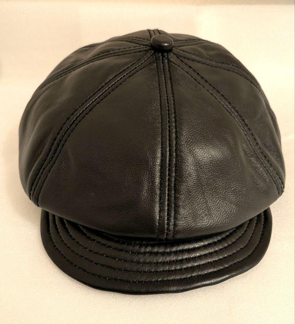 Schott　羊革　キャスケット　ベレー帽　黒　М　ショット　シープレザー　本革