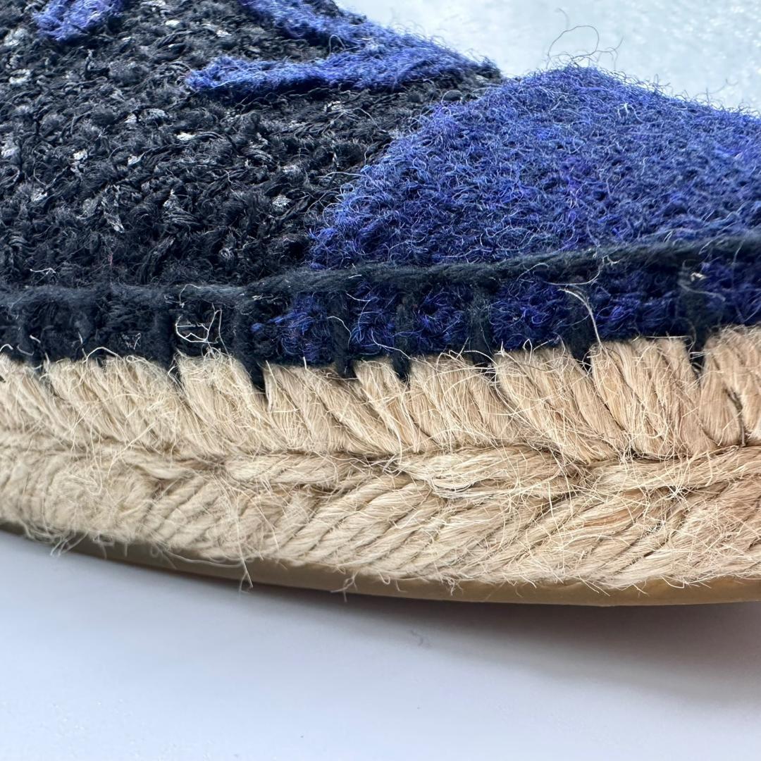 【未使用品】シャネル　ココマークロゴ ツイードエスパドリーユ　ネイビー×ブラック