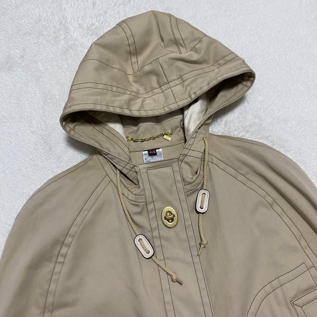 美品　COACH コーチ　ポンチョ　ターンロック　コットン　ベージュ　バイカラー