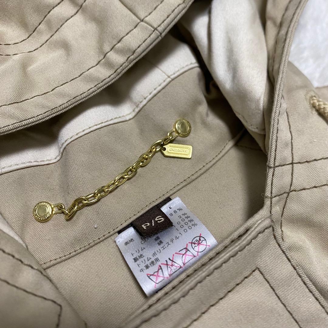美品　COACH コーチ　ポンチョ　ターンロック　コットン　ベージュ　バイカラー