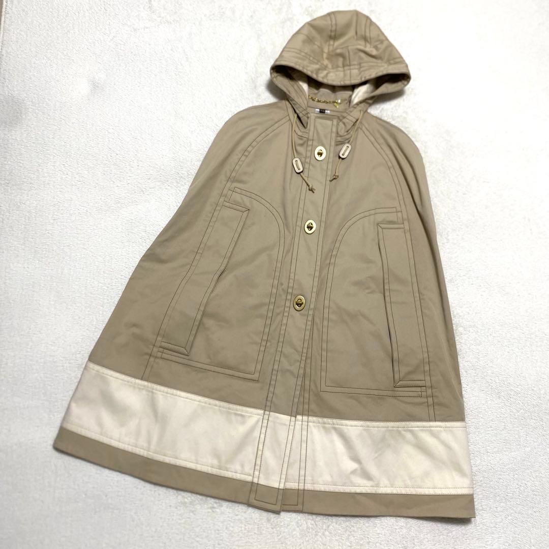 美品　COACH コーチ　ポンチョ　ターンロック　コットン　ベージュ　バイカラー