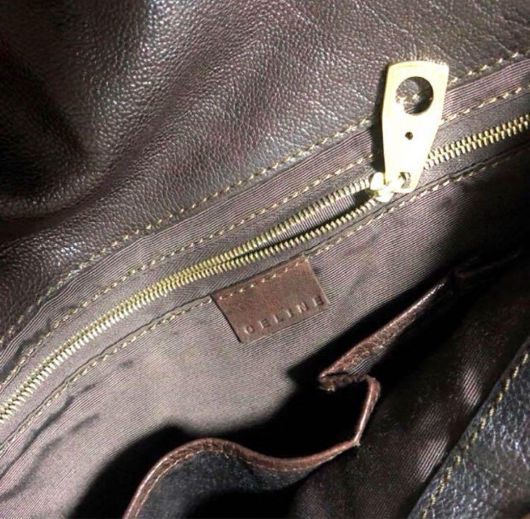 抹茶【美品】CELINE セリーヌ レザー ショルダーバッグ