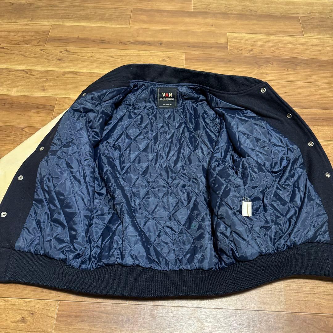 80s 当時物 VAN 袖革 スタジャン ブラック　レザー