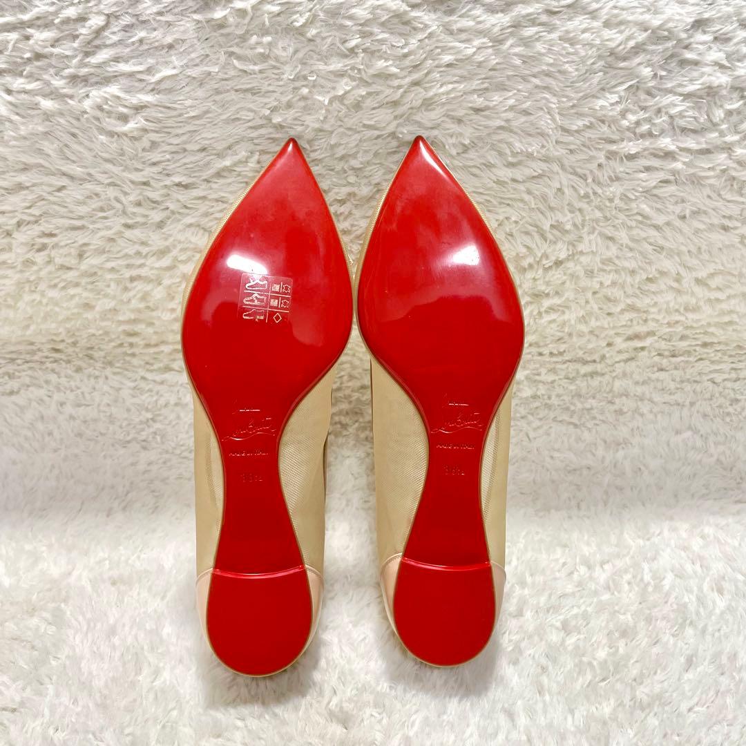 箱付き未使用級 クリスチャンルブタン FOLLIES メッシュフラット パンプス