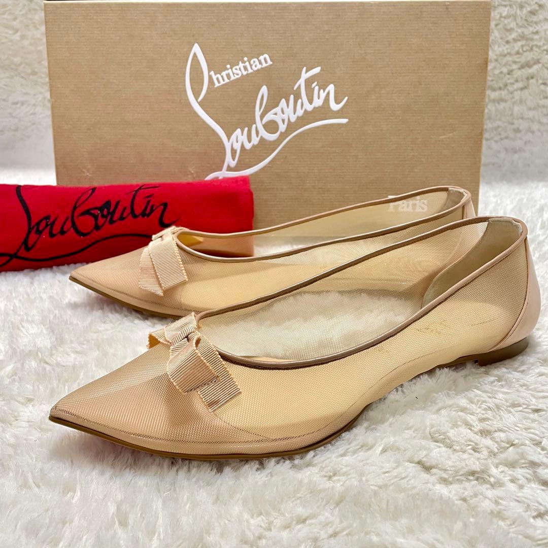 箱付き未使用級 クリスチャンルブタン FOLLIES メッシュフラット パンプス