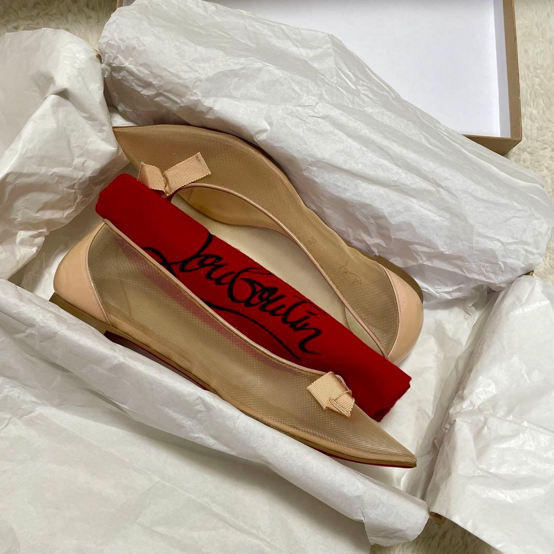 箱付き未使用級 クリスチャンルブタン FOLLIES メッシュフラット パンプス