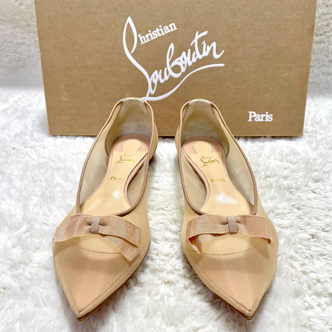 箱付き未使用級 クリスチャンルブタン FOLLIES メッシュフラット パンプス