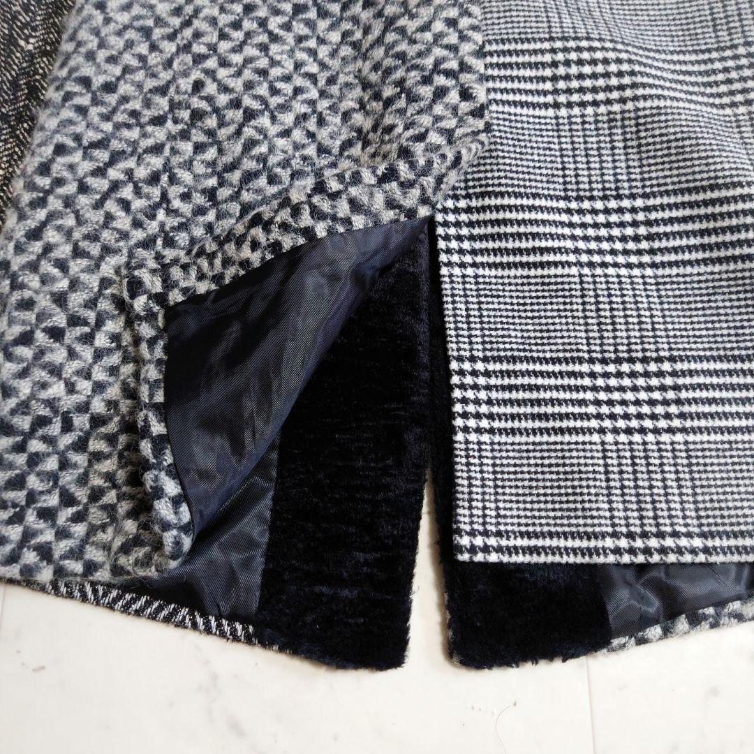 美品♪ デシグアル ショールカラー パッチワーク風 切替 オーバーコート