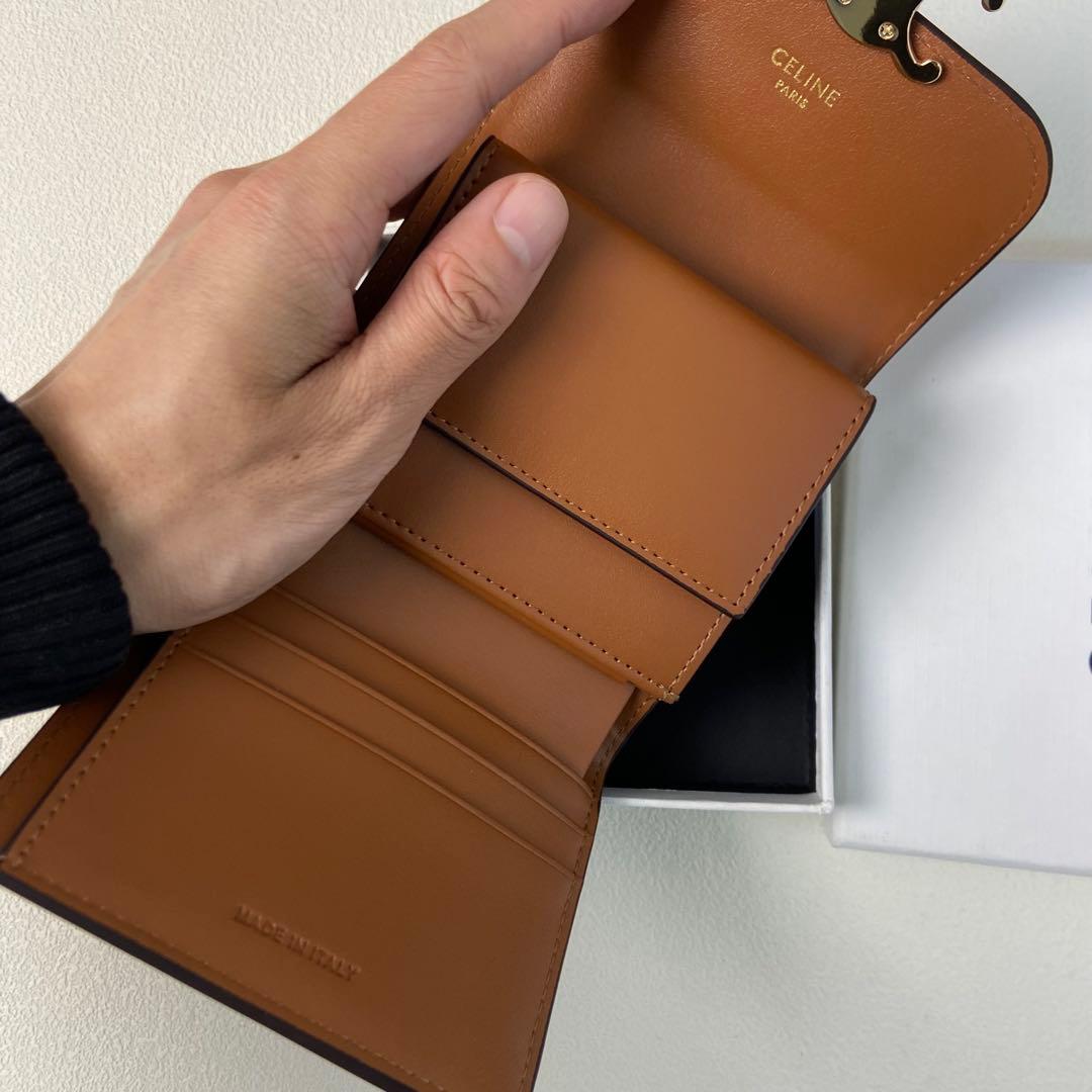 CELINE セリーヌ ブラウン 三つ折り財布 コンパクト 箱付き 中古
