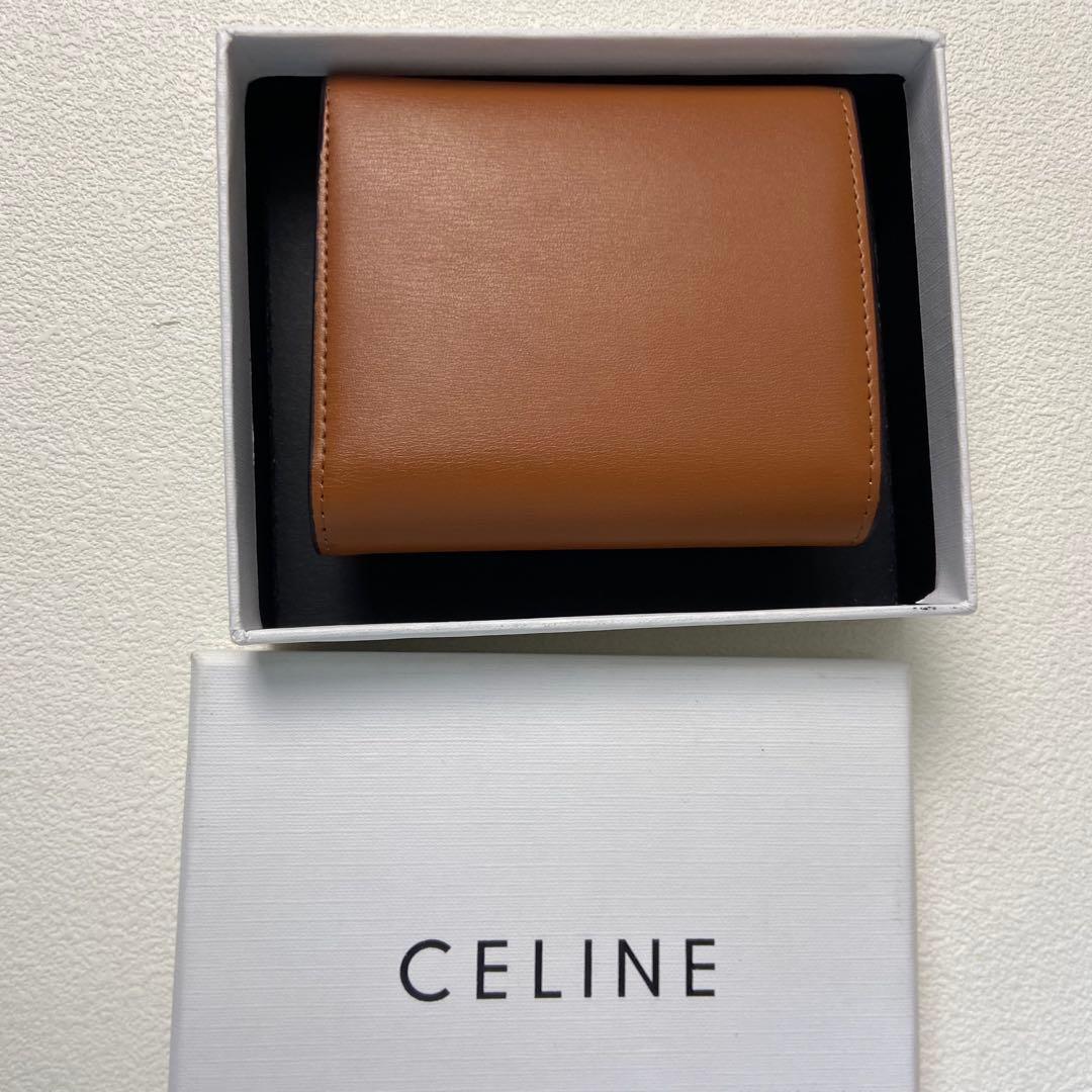 CELINE セリーヌ ブラウン 三つ折り財布 コンパクト 箱付き 中古