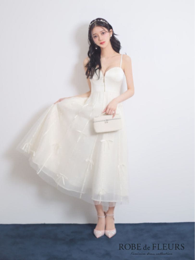 ROBE de FLEURS ホワイトスリップドレス M