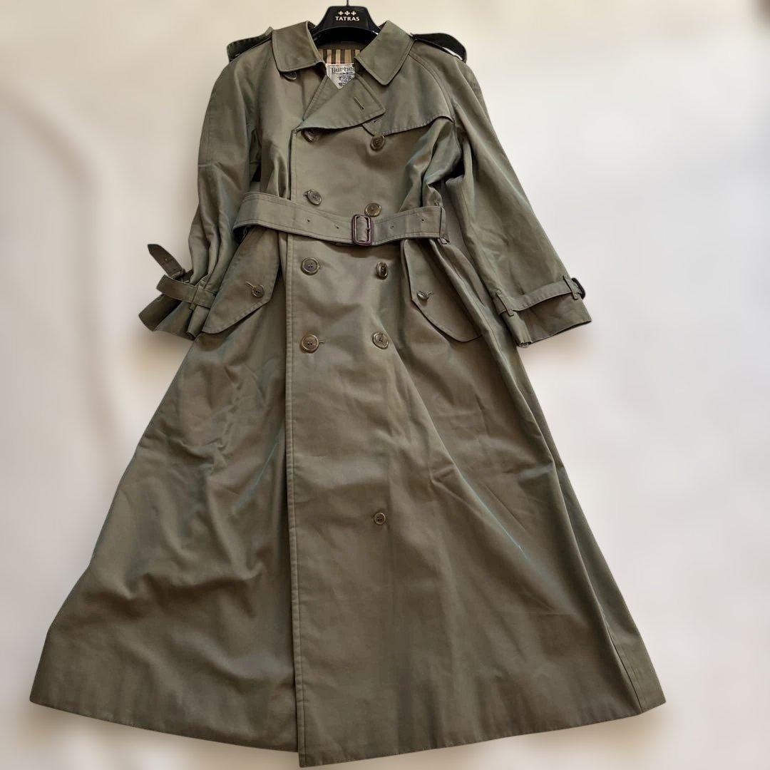 バーバリー　トレンチコート　玉虫色　ロング　ベルト　ノバチェック　Ｌ