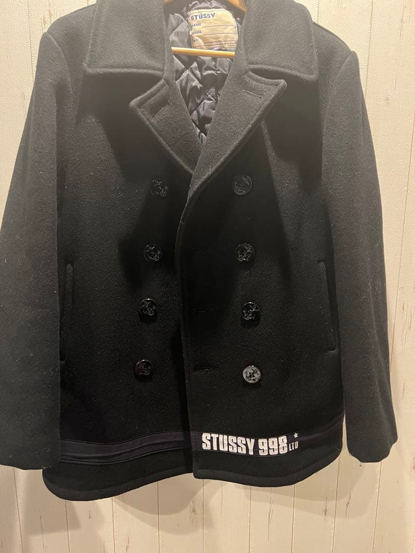 s*t様 名作　stussy×schott 98年製　限定ピーコート　黒　USA