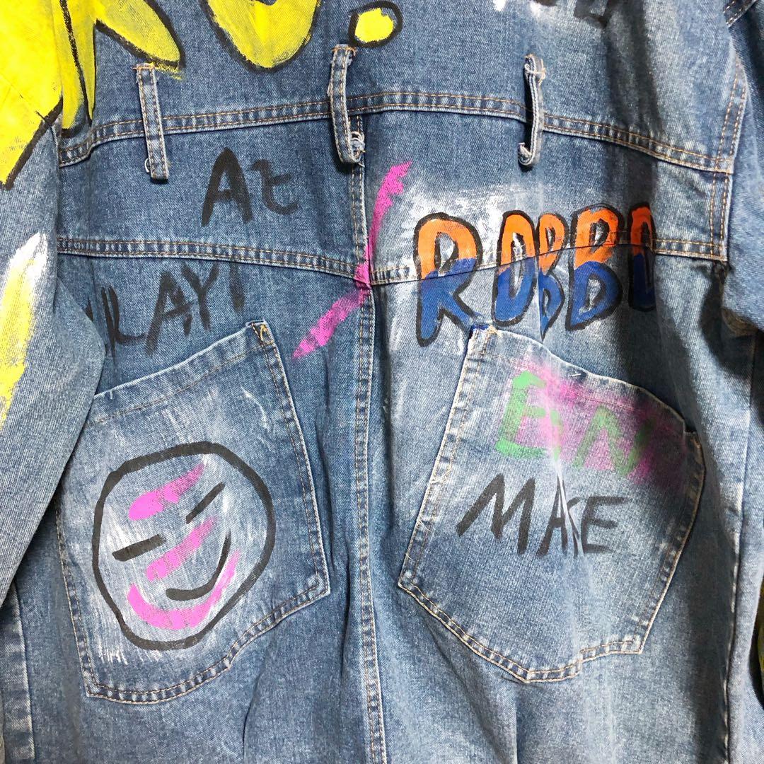グラフィティ オーバーサイズ ペイントデニムジャケット