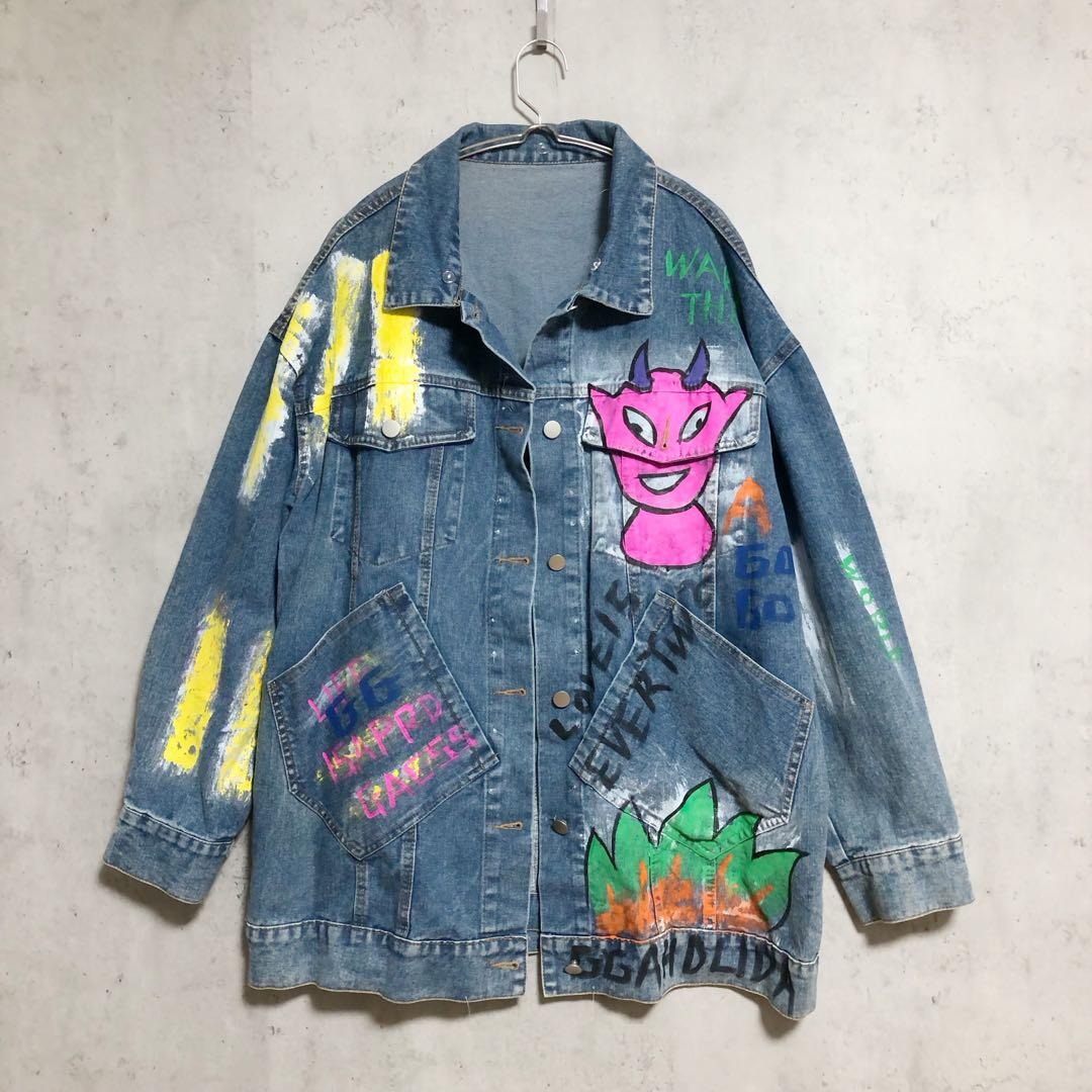 グラフィティ オーバーサイズ ペイントデニムジャケット