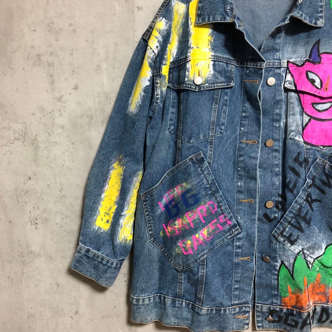 グラフィティ オーバーサイズ ペイントデニムジャケット