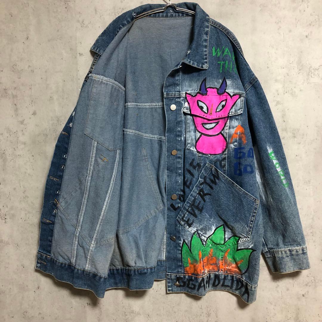 グラフィティ オーバーサイズ ペイントデニムジャケット