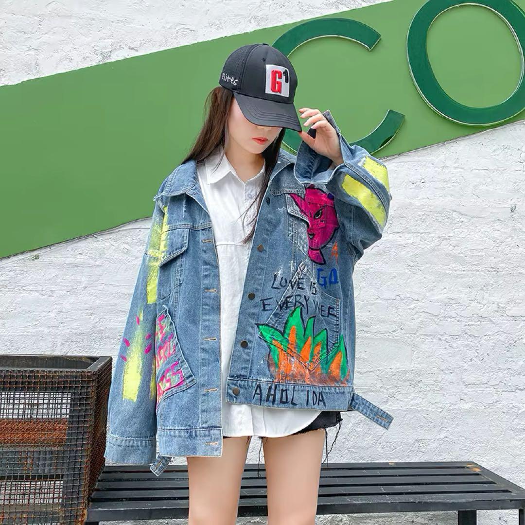 グラフィティ オーバーサイズ ペイントデニムジャケット