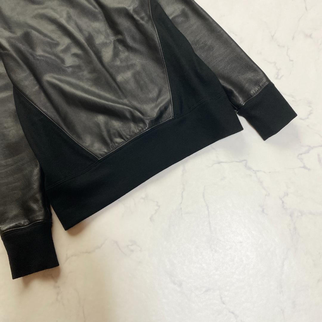 希少✨HELMUT LANG シープレザー 切替 カットソー 黒 P