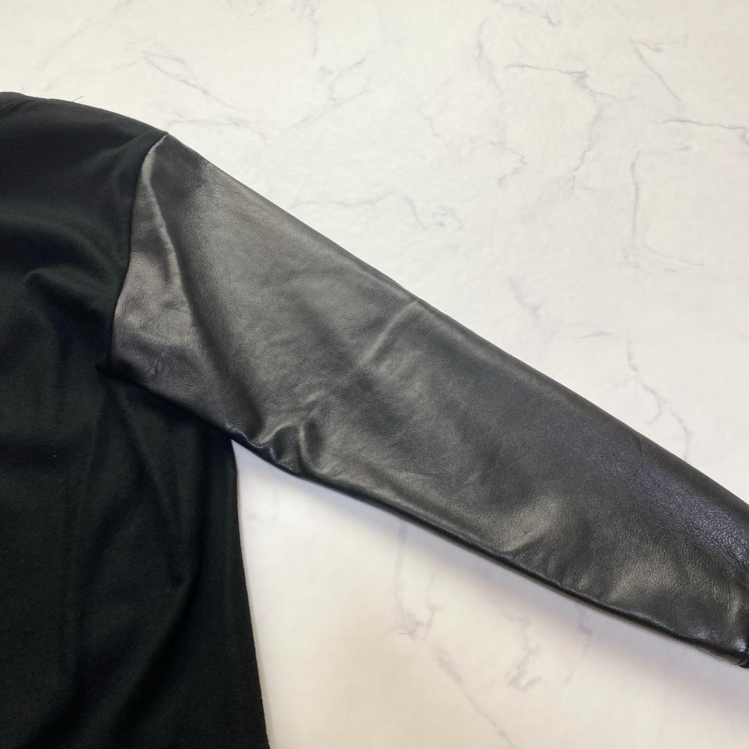 希少✨HELMUT LANG シープレザー 切替 カットソー 黒 P