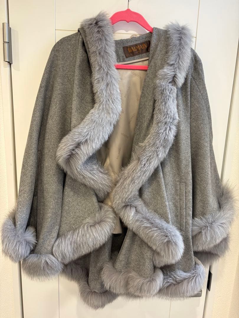 BALMAIN カシミア100 フォックスファー