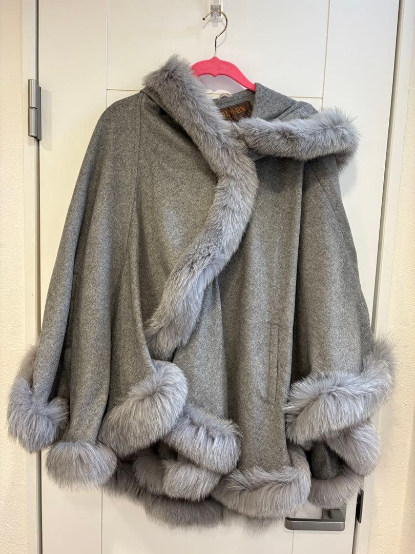 BALMAIN カシミア100 フォックスファー