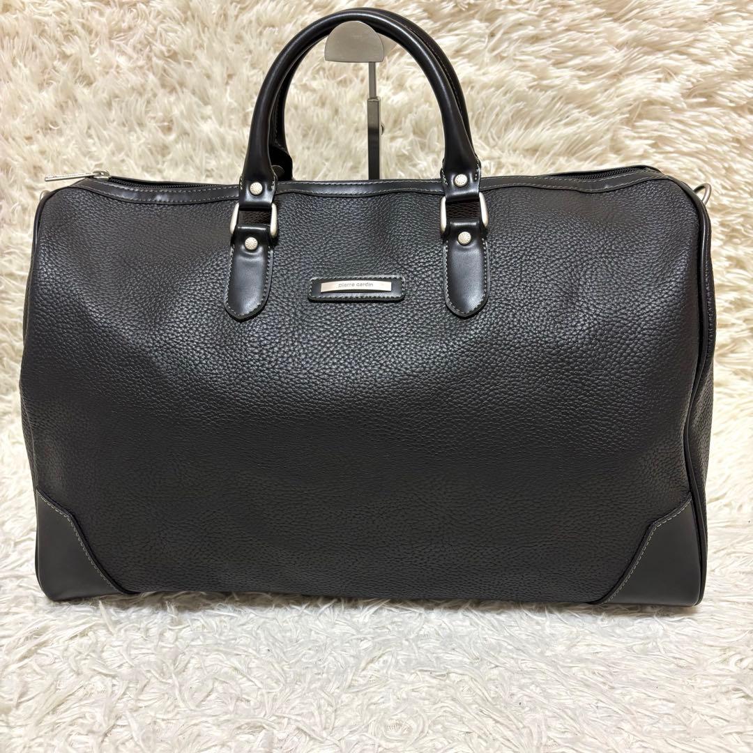 良品✨ ピエールカルダン ボストンバッグ シボ革 黒 ブラック