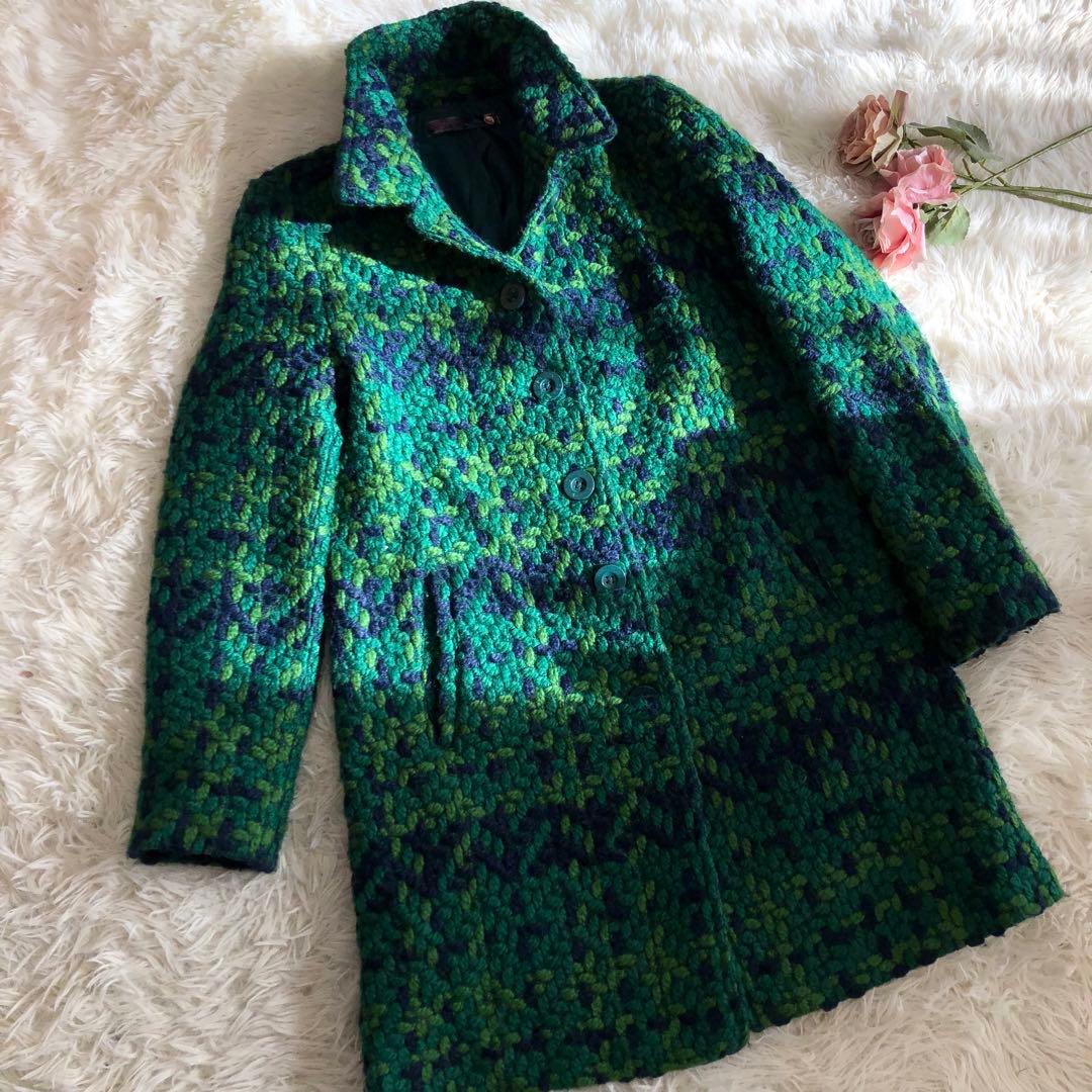 デシグアル　コート　ツイード　グリーン