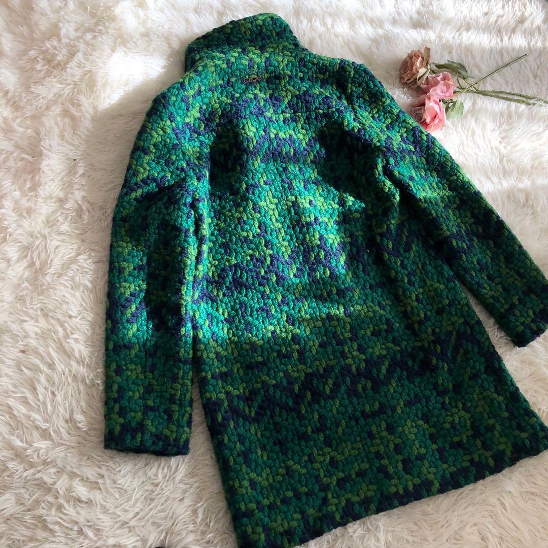 デシグアル　コート　ツイード　グリーン