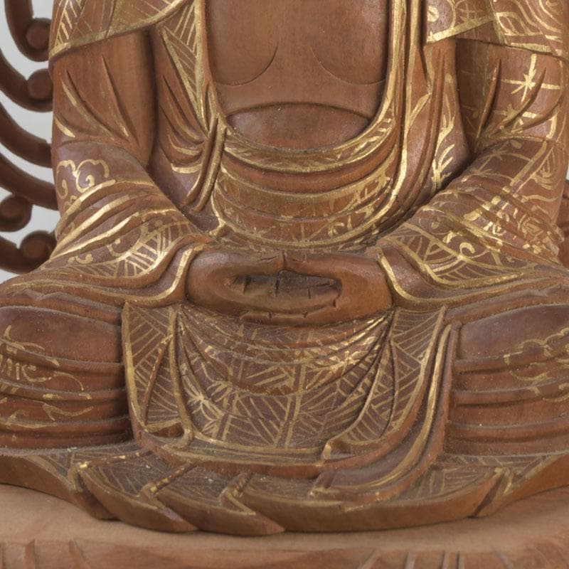 江戸(倉庫)　仏教美術　桧彫刻　大日如来像　仏像　置物　V　9312