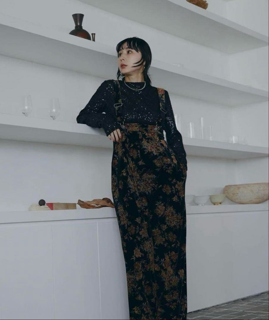 アメリ/FLOWER PRINT VELOUR PANTS