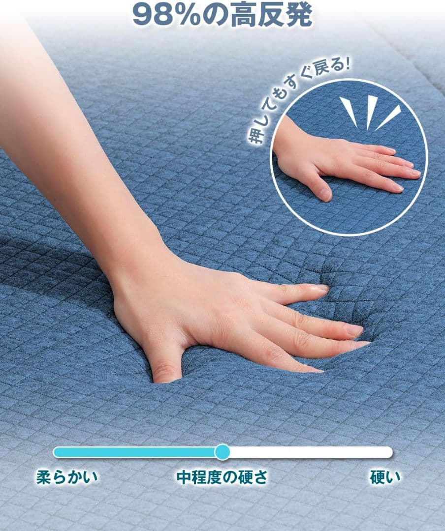 折りたたみマットレス 厚さ10cm セミダブル 【ブルー】