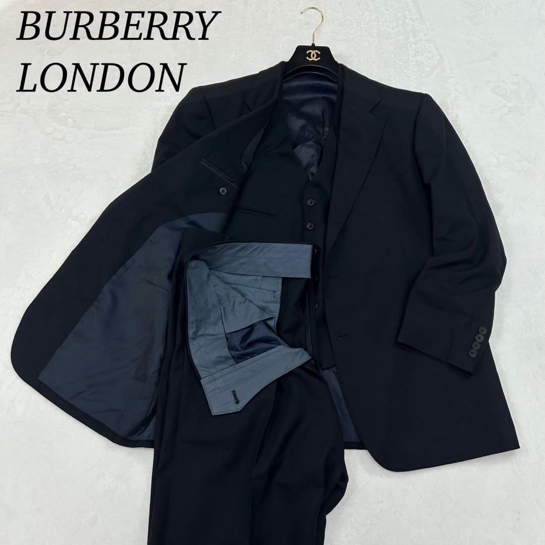 I5⑤ XL BB7 バーバリーロンドン ベスト付き シングル スーツ メンズ