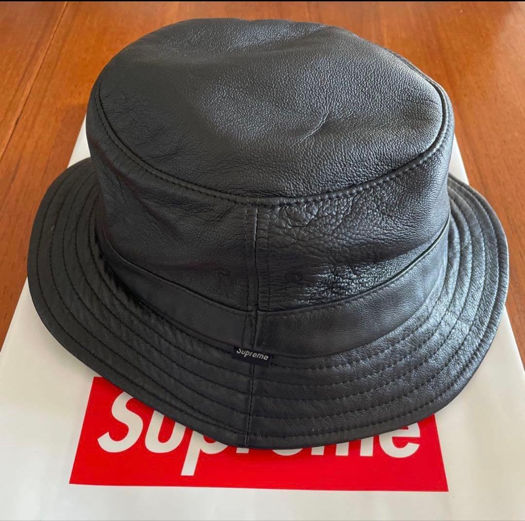 Supreme レザー バケットハット M/L