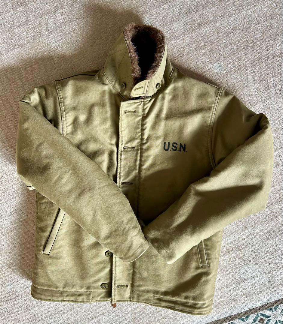 HOUSTON N-1 デッキジャケット 38 ヒューストン NAVYステンシル