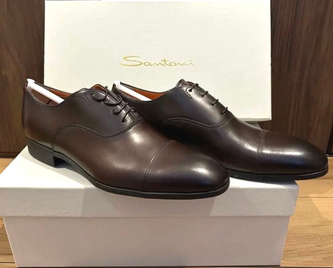 【新品】値下げ中　Santoni ストレートチップ　サイズ5 ダークブラウン