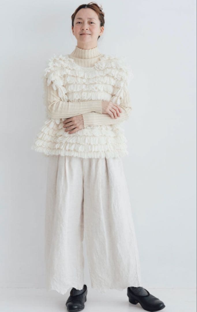 Ecru et Pousse Gauze# ハンドニットベスト新品未使用品