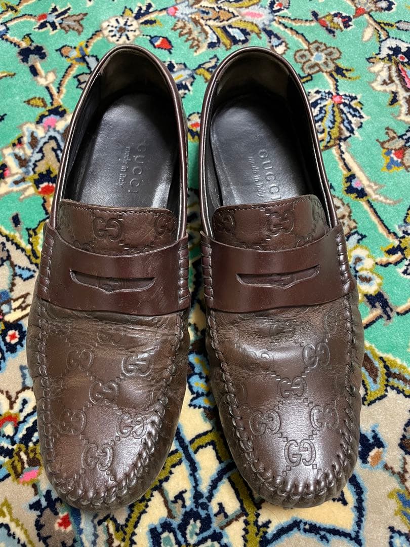 GUCCI ブラウンレザー ローファー 約26.5cm