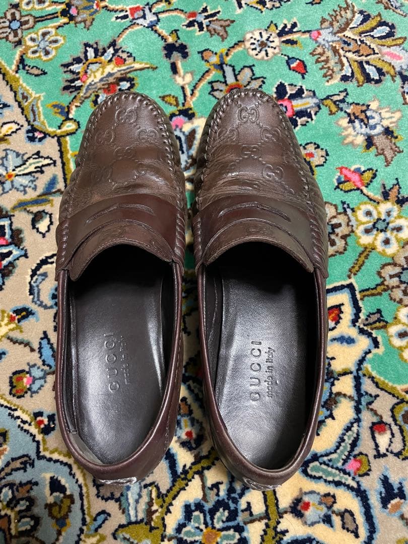 GUCCI ブラウンレザー ローファー 約26.5cm