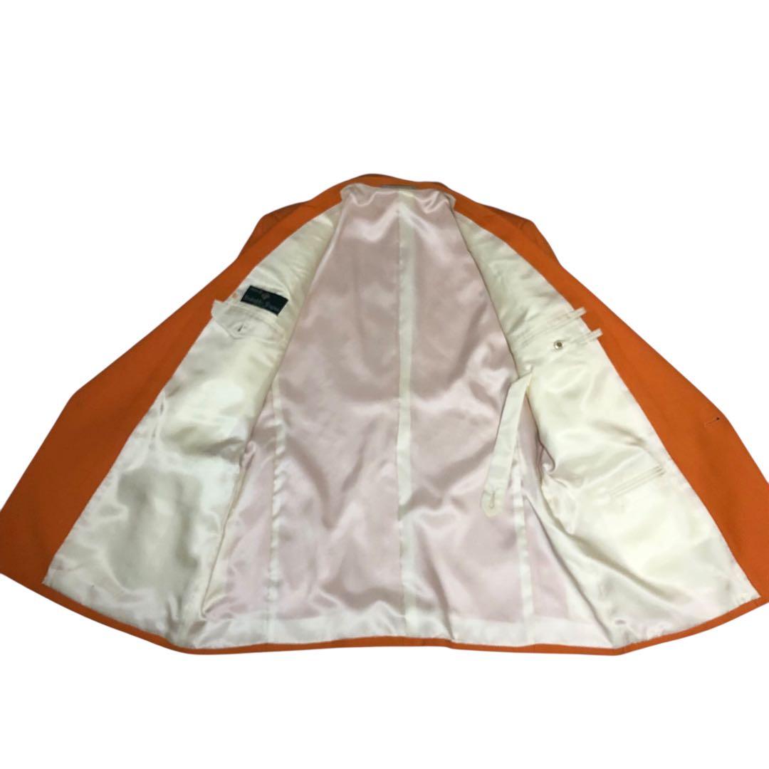 メンズ オレンジ ダブルブレストスーツ ステージ衣装 イニシャル有り 古着