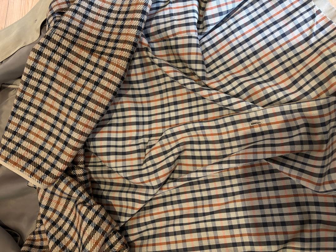 美品！DAKSダックス チェック ライナー付トレンチコート ベージュ　11号