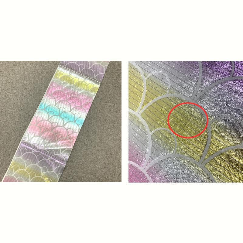 506ag2□七五三 七歳 女児 着物&袋帯&長襦袢 金彩 扇 桜□美品