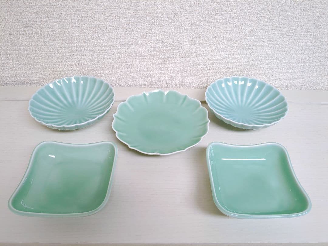 深川製磁 銘々皿 5枚セット 青磁