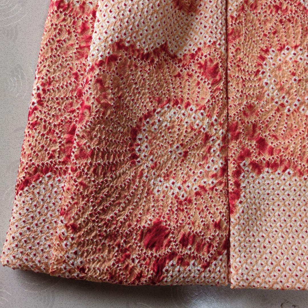 七五三３歳正絹総絞り手縫いの被布（淡いオレンジ色）中綿無し