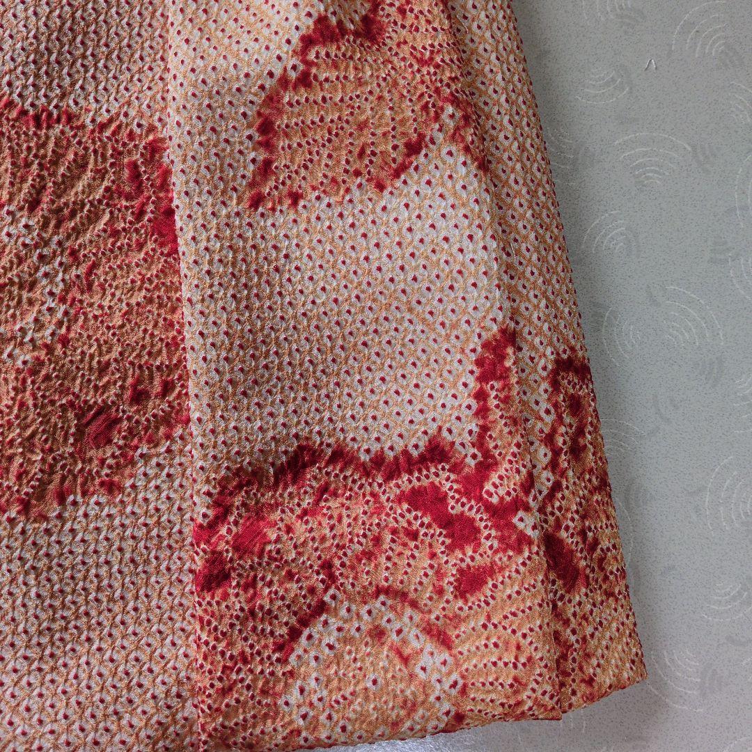 七五三３歳正絹総絞り手縫いの被布（淡いオレンジ色）中綿無し