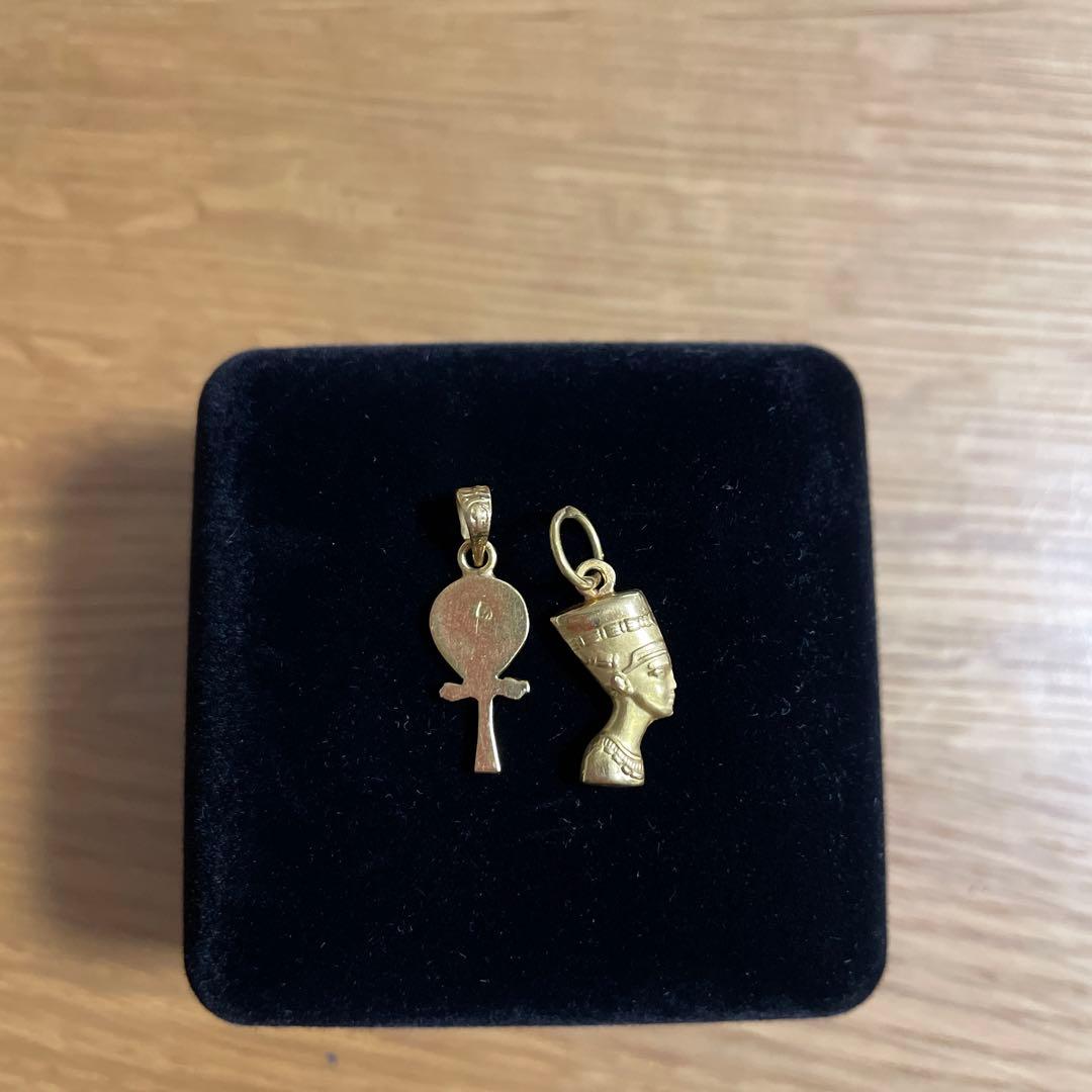 K18 ペンダントトップ　スカラベ　ネフェルティティ　エジプト