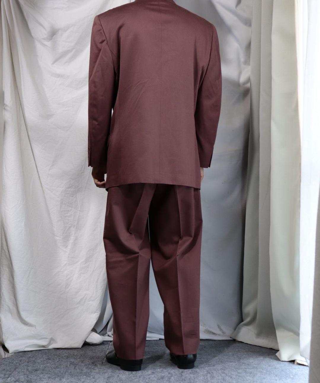 赤茶　秋冬スウェード調　ダブル　スーツ　セットアップ　スラックス　ジャケット