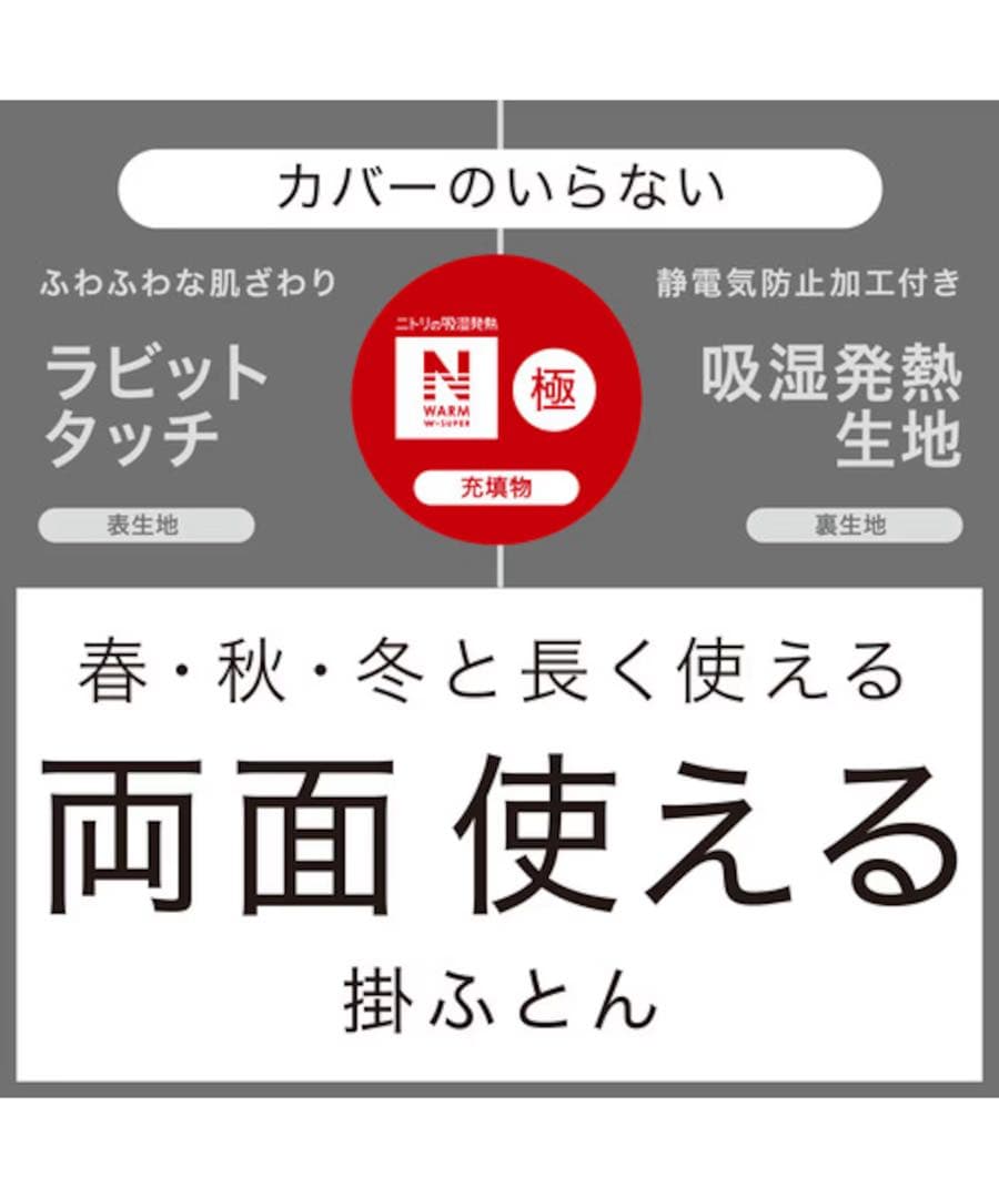 【極美品】2025年モデル　ニトリ カバーのいらない両面掛け布団 セミダブル
