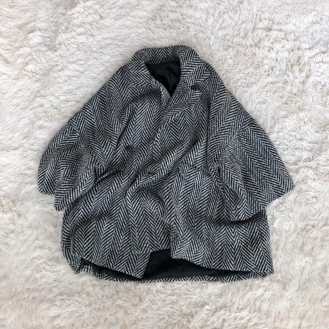 Glambグラムヘリンボーンビッグジャケットウール混