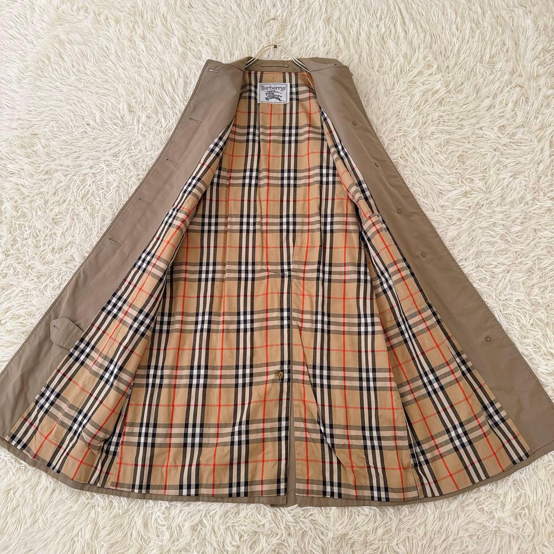 バーバリー 白タグ✨ヴィンテージ ステンカラーコート ノバチェック ベージュ